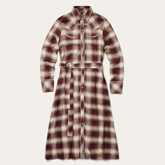 Black Cherry Plaid Shirt Dress Women