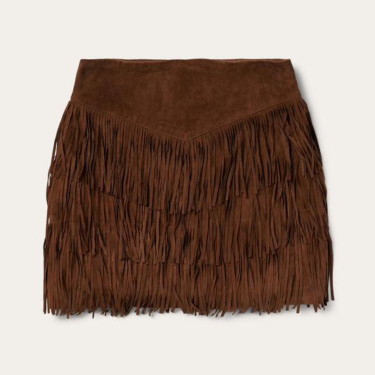 Lamb Suede Fringe Mini Skirt Women
