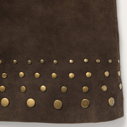 Lamb Suede Skirt with Nailheads Women