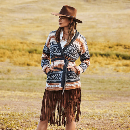 Suede Fringed Skirt Women