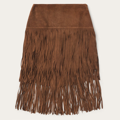 Suede Fringed Skirt Women