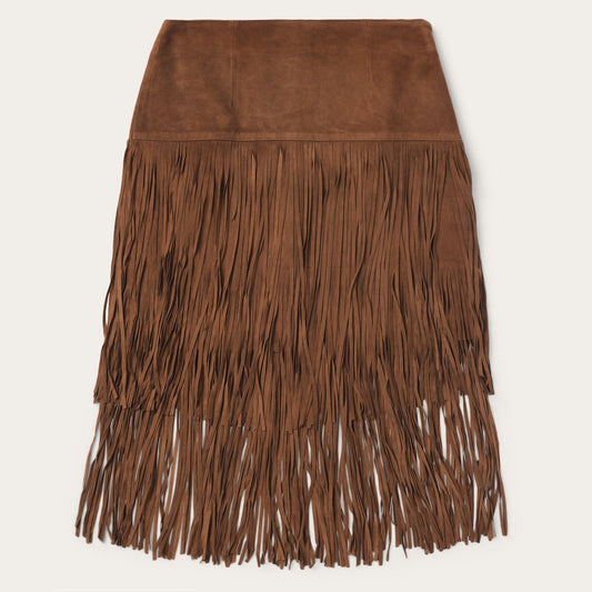 Suede Fringed Skirt Women