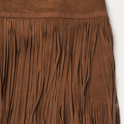 Suede Fringed Skirt Women