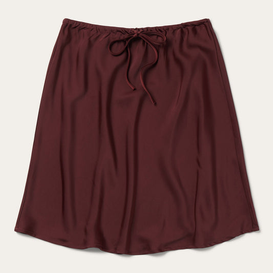 Wine Satin Skirt Women