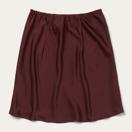 Wine Satin Skirt Women