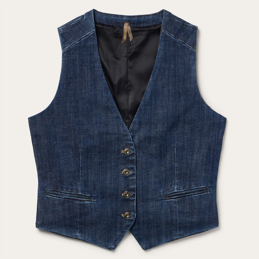 Dark Wash Stretch Denim Vest Women