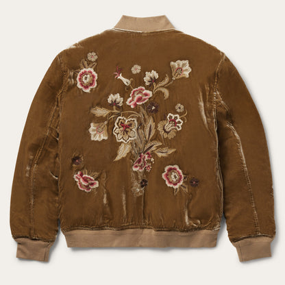 Embroidered Velvet Bomber Jacket Women