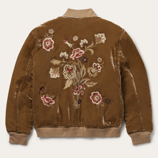 Embroidered Velvet Bomber Jacket Women