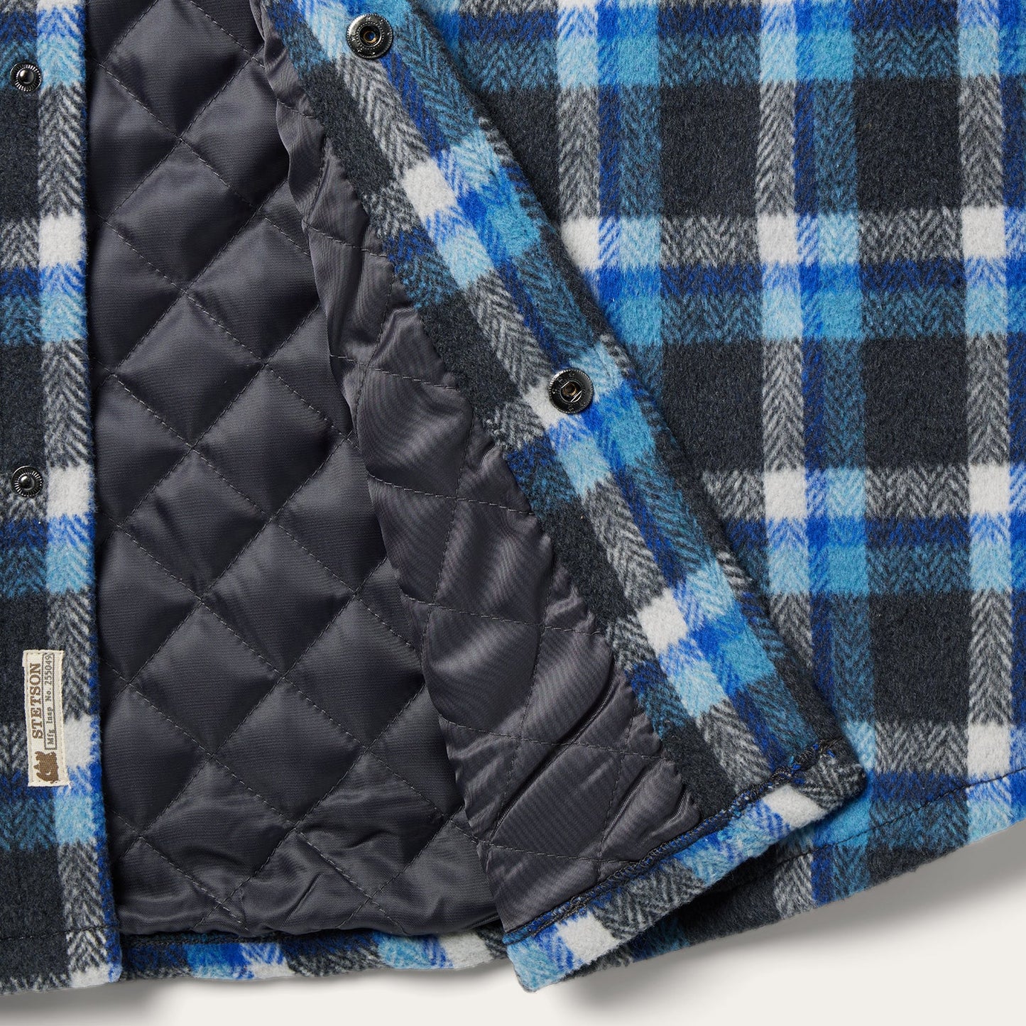 Blue Plaid Quilted Shirt Jacket Men