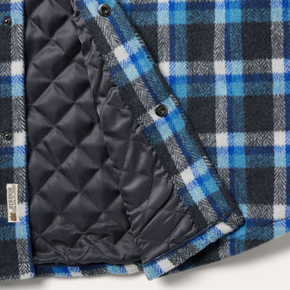 Blue Plaid Quilted Shirt Jacket Men