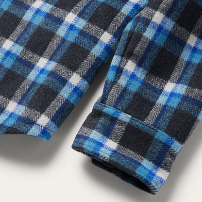 Blue Plaid Quilted Shirt Jacket Men