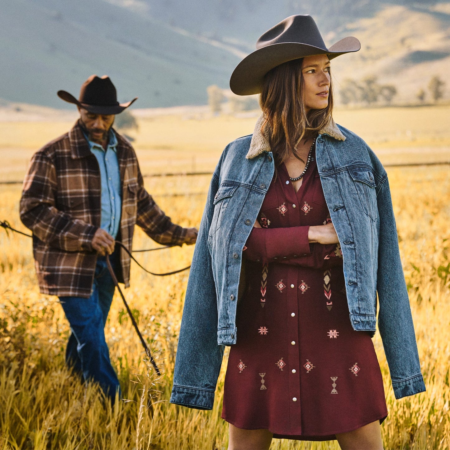 Brown Plaid Western Coat Mens