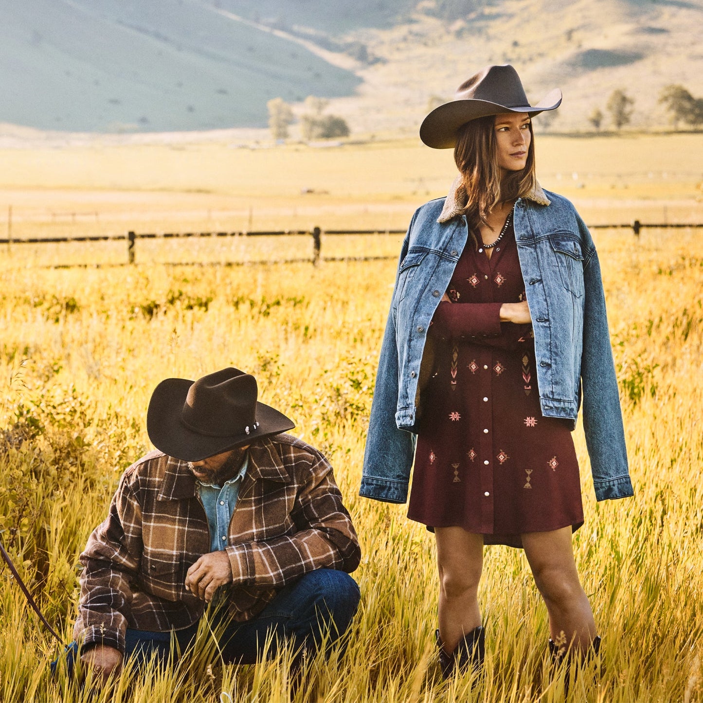 Brown Plaid Western Coat Men