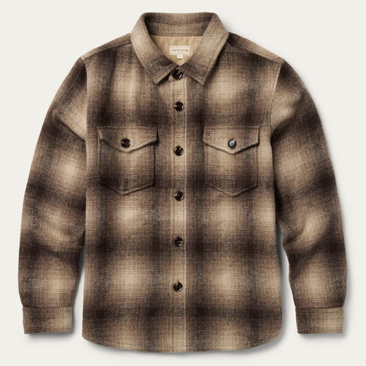 Wool Plaid Shirt Jacket Brown Mens