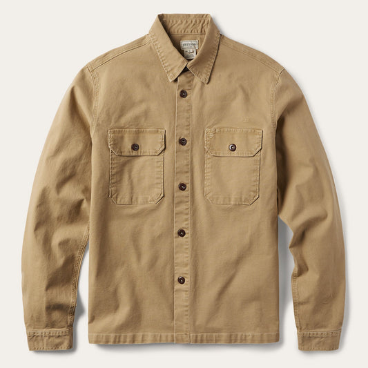 Camel Stretch Canvas Shirt Jacket Mens