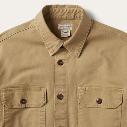 Camel Stretch Canvas Shirt Jacket Mens