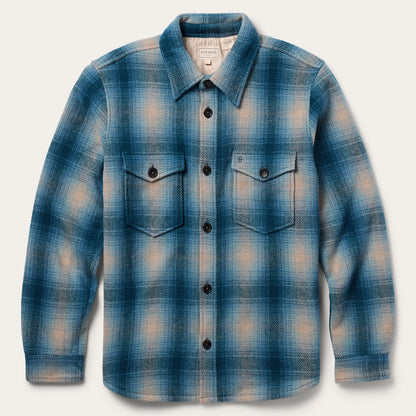 Wool Plaid Shirt Jacket Blue Mens