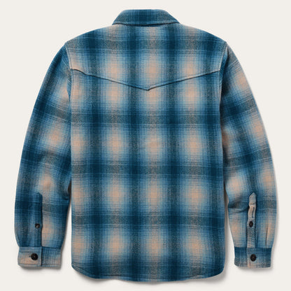 Wool Plaid Shirt Jacket Blue Mens
