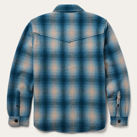 Wool Plaid Shirt Jacket Blue Mens