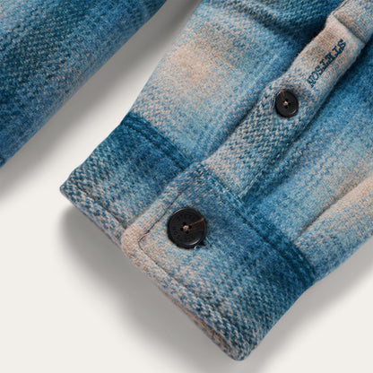 Wool Plaid Shirt Jacket Blue Mens