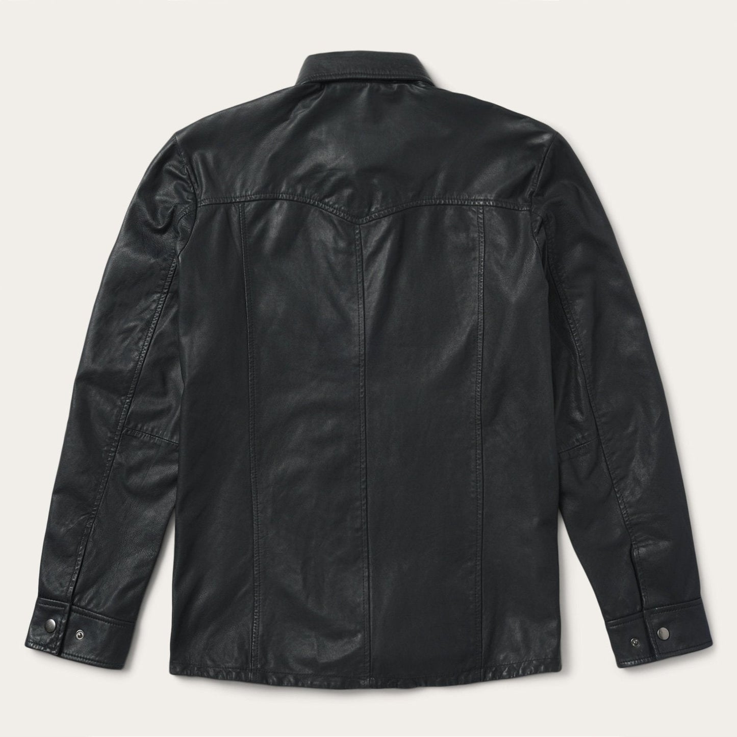Leather Western Shirt Jacket Mens Black