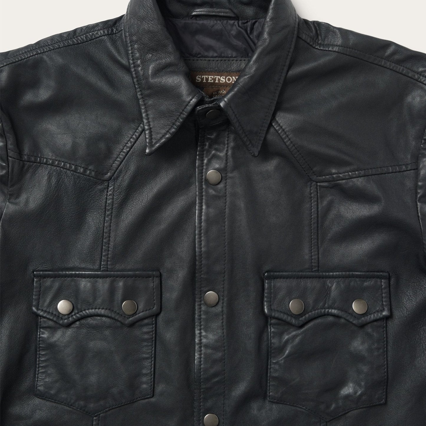 Leather Western Shirt Jacket Mens Black