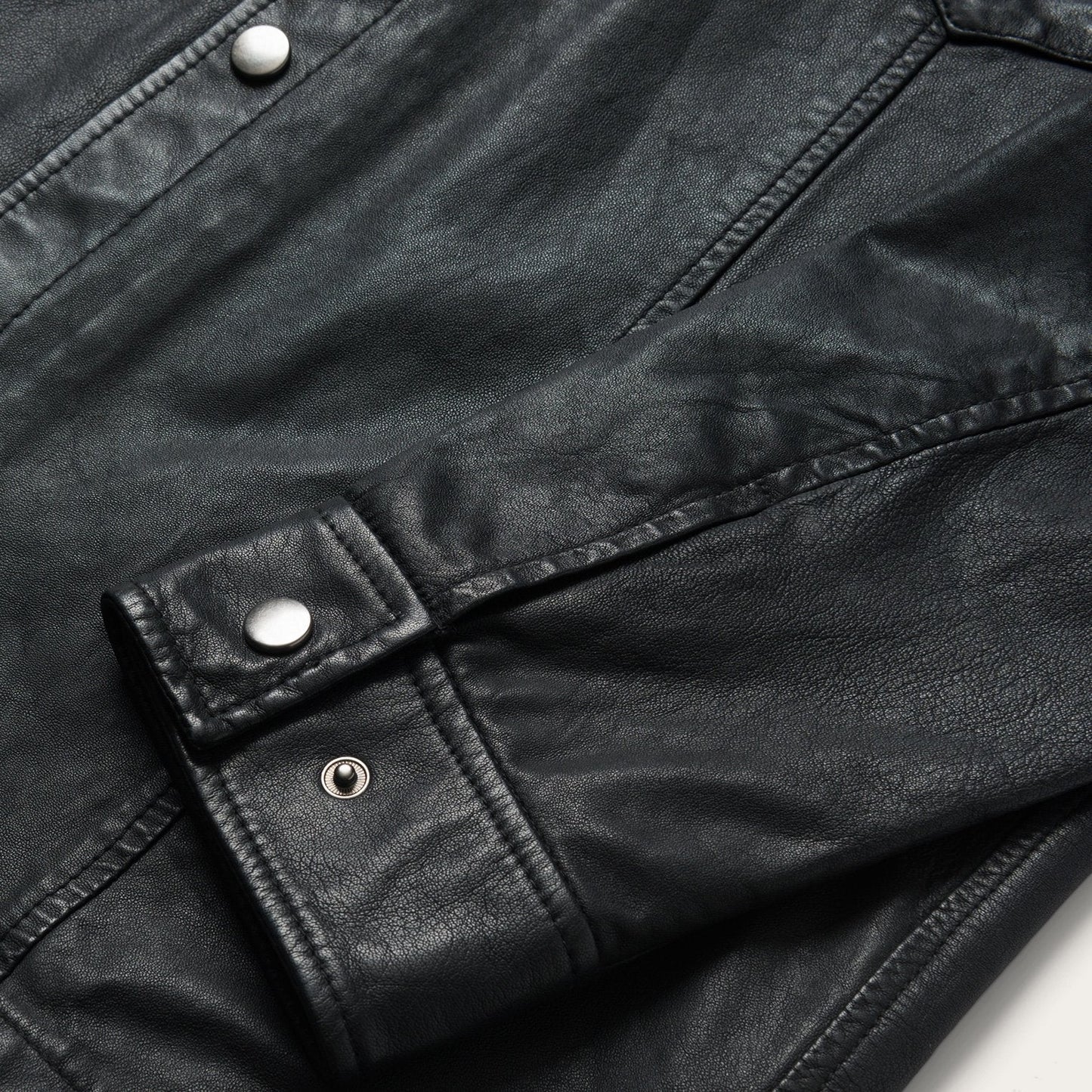 Leather Western Shirt Jacket Mens Black