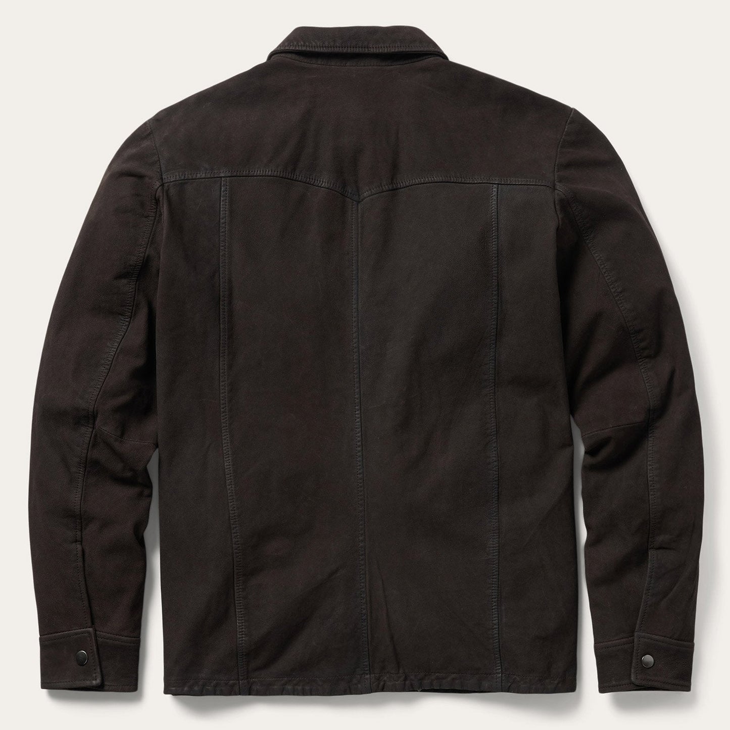 Leather Western Shirt Jacket Mens Brown