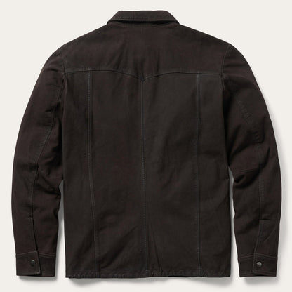Leather Western Shirt Jacket Mens Brown