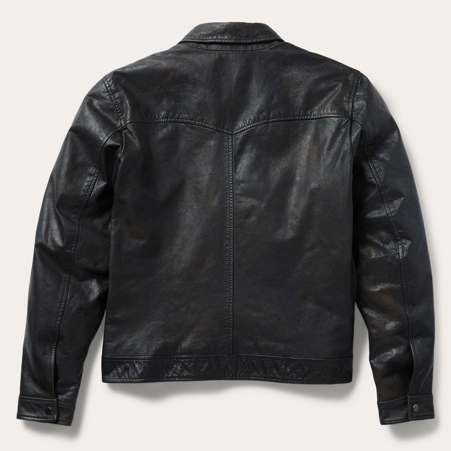Snap Front Leather Jacket Mens