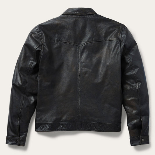Snap Front Leather Jacket Mens