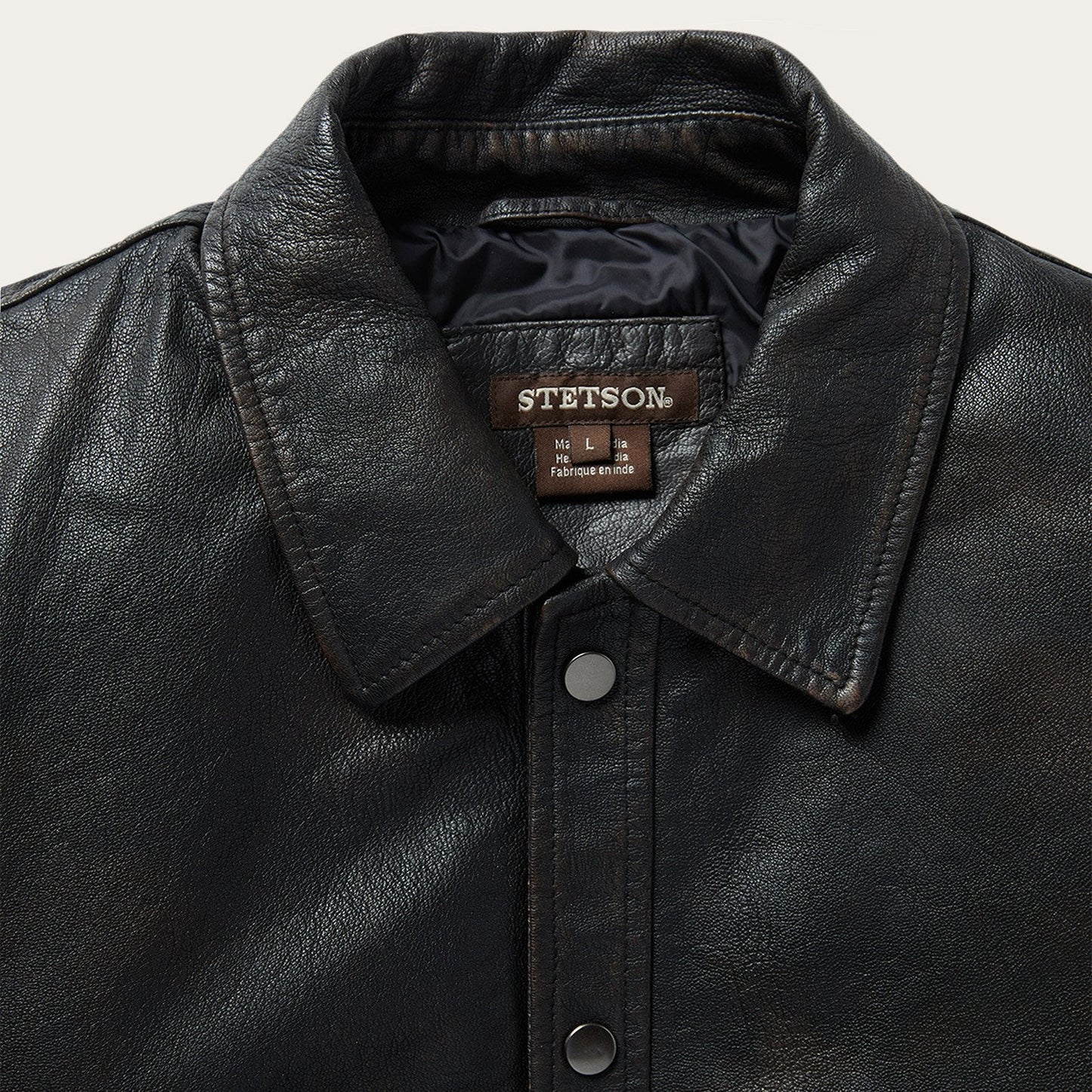 Snap Front Leather Jacket Mens