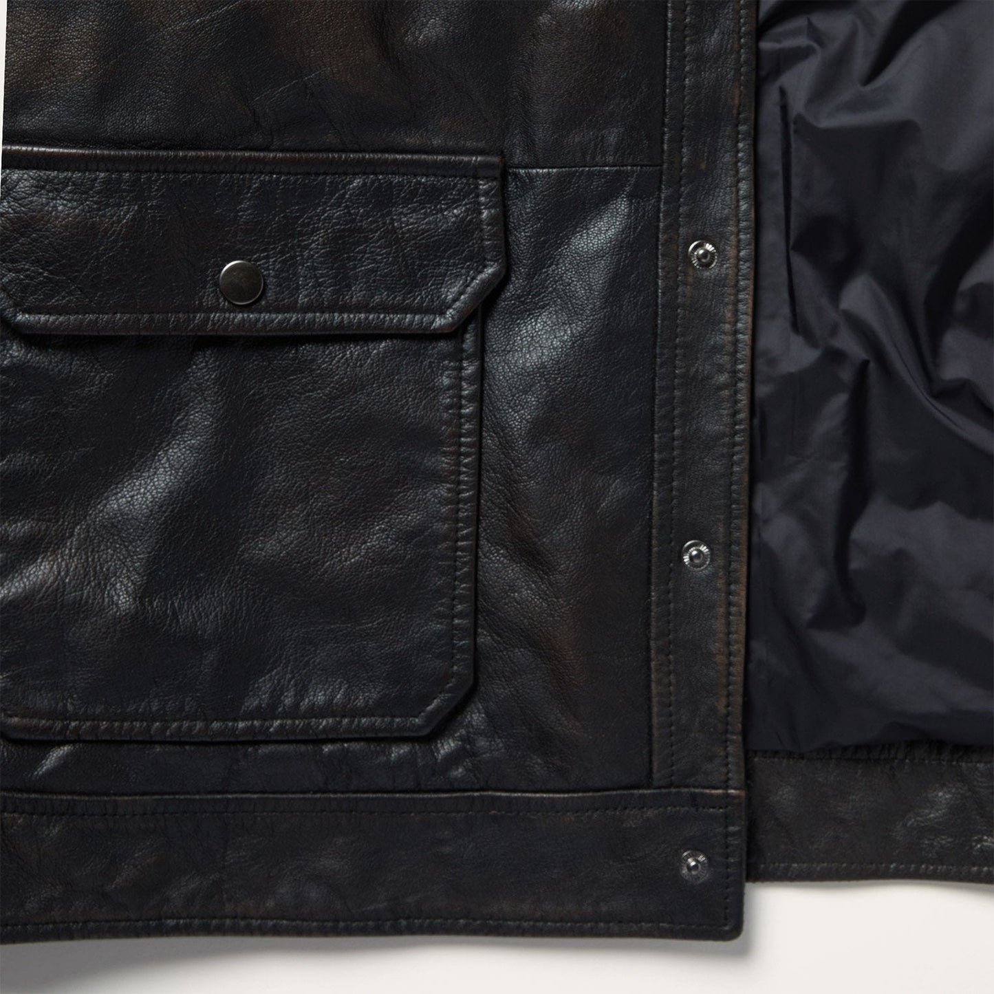 Snap Front Leather Jacket Mens