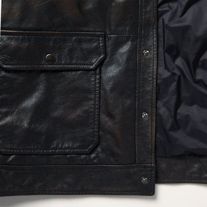 Snap Front Leather Jacket Mens