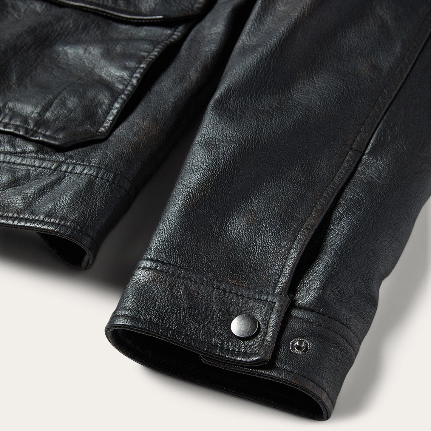 Snap Front Leather Jacket Mens
