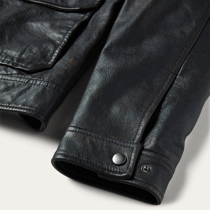 Snap Front Leather Jacket Mens