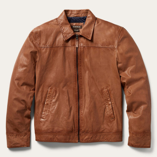 Zip Front Lightweight Leather Jacket Mens