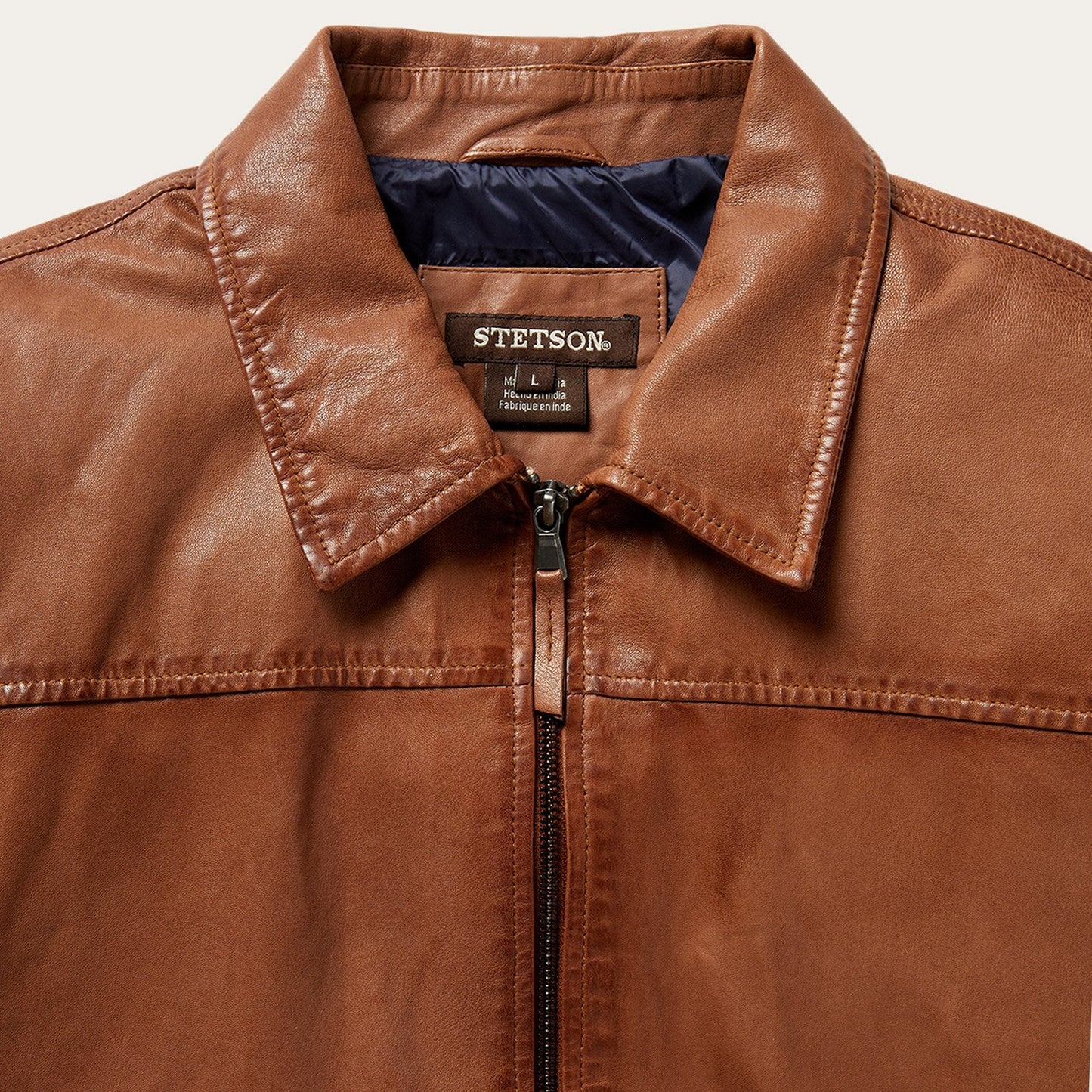 Zip Front Lightweight Leather Jacket Mens