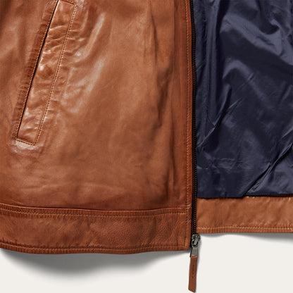 Zip Front Lightweight Leather Jacket Mens
