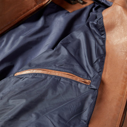 Zip Front Lightweight Leather Jacket Mens