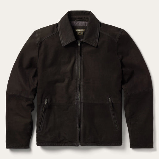 Zip Front Suede Leather Jacket Mens