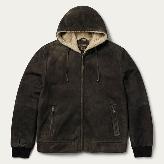 Suede Hooded Jacket Mens