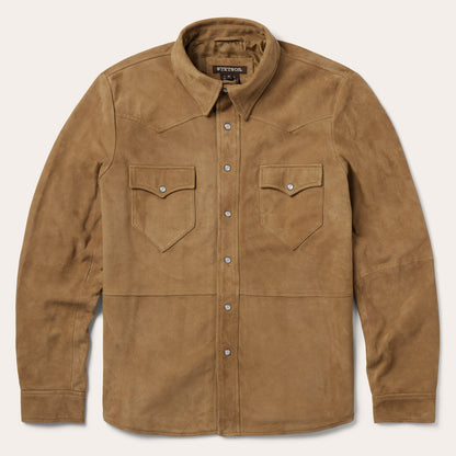Suede Leather Shirt Jacket Mens