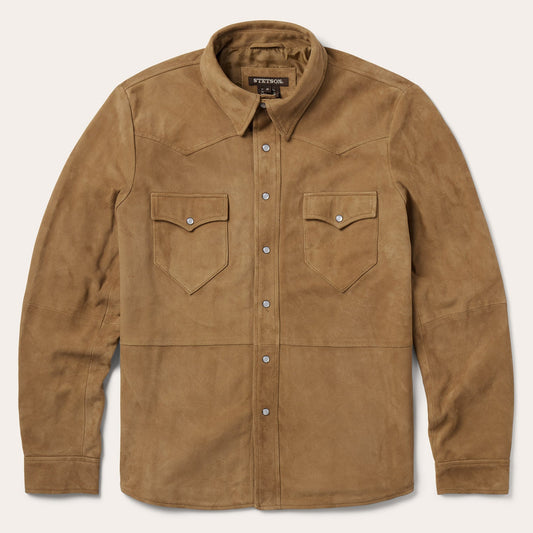 Suede Leather Shirt Jacket Mens