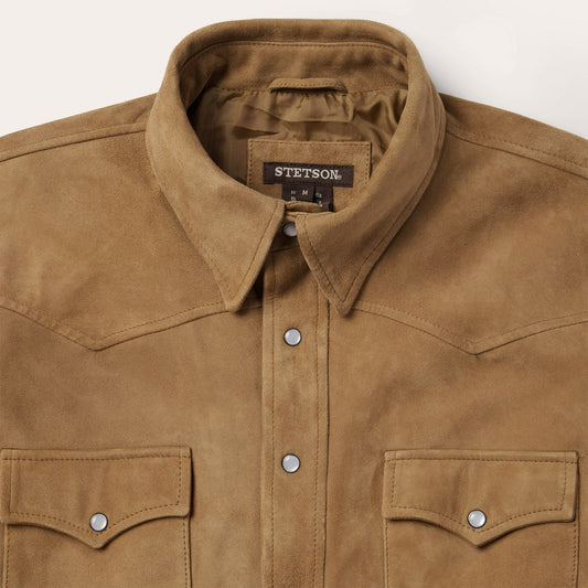 Suede Leather Shirt Jacket Mens