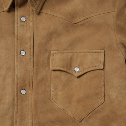 Suede Leather Shirt Jacket Mens