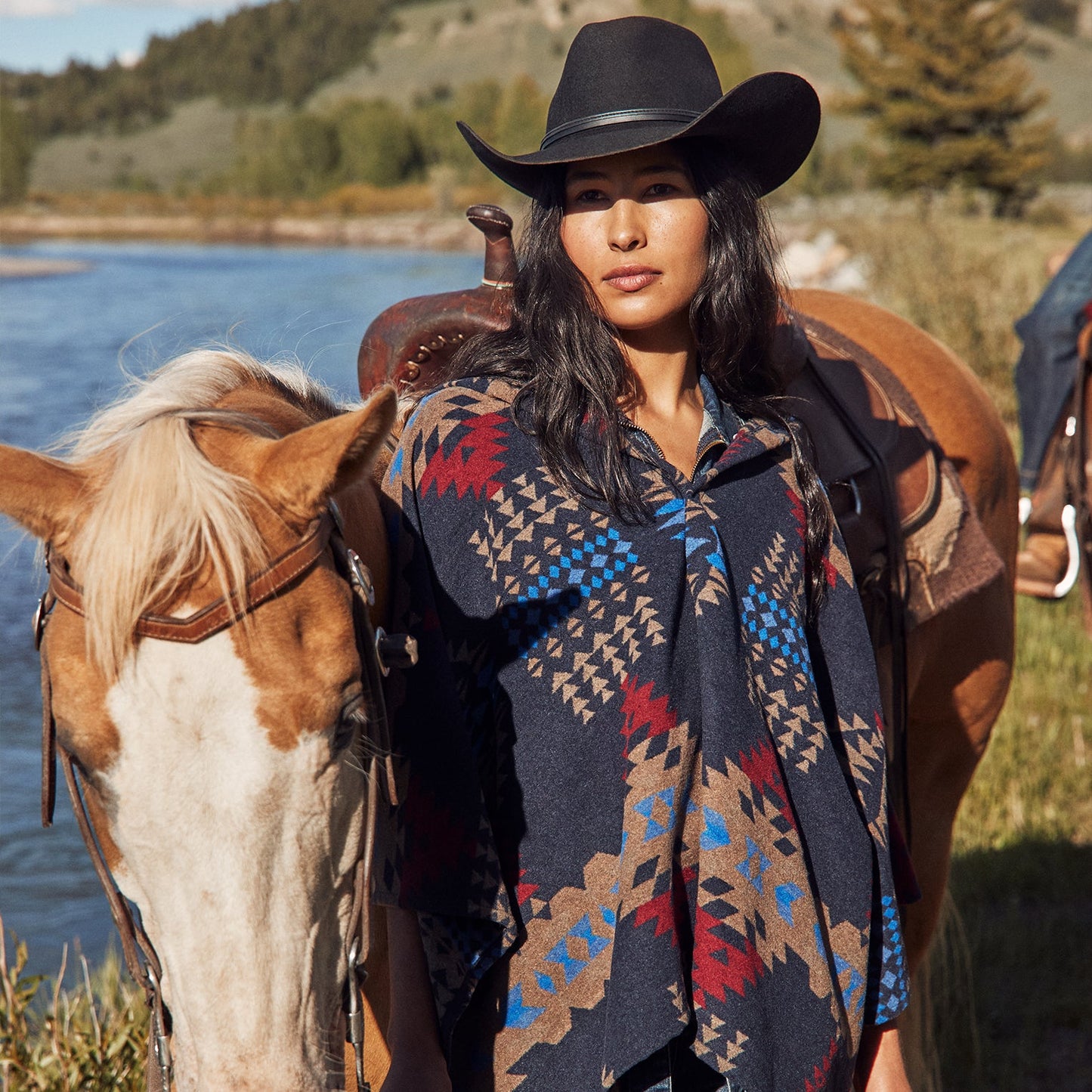 Hooded Serape Blanket Wrap Women