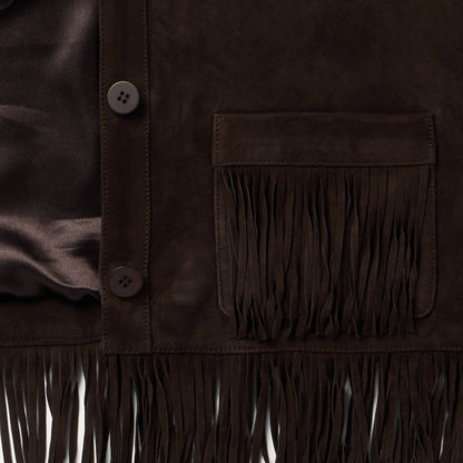 Two Pocket Fringe Suede Jacket Women