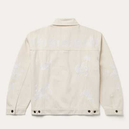 Embroidered Cream Denim Jacket Women