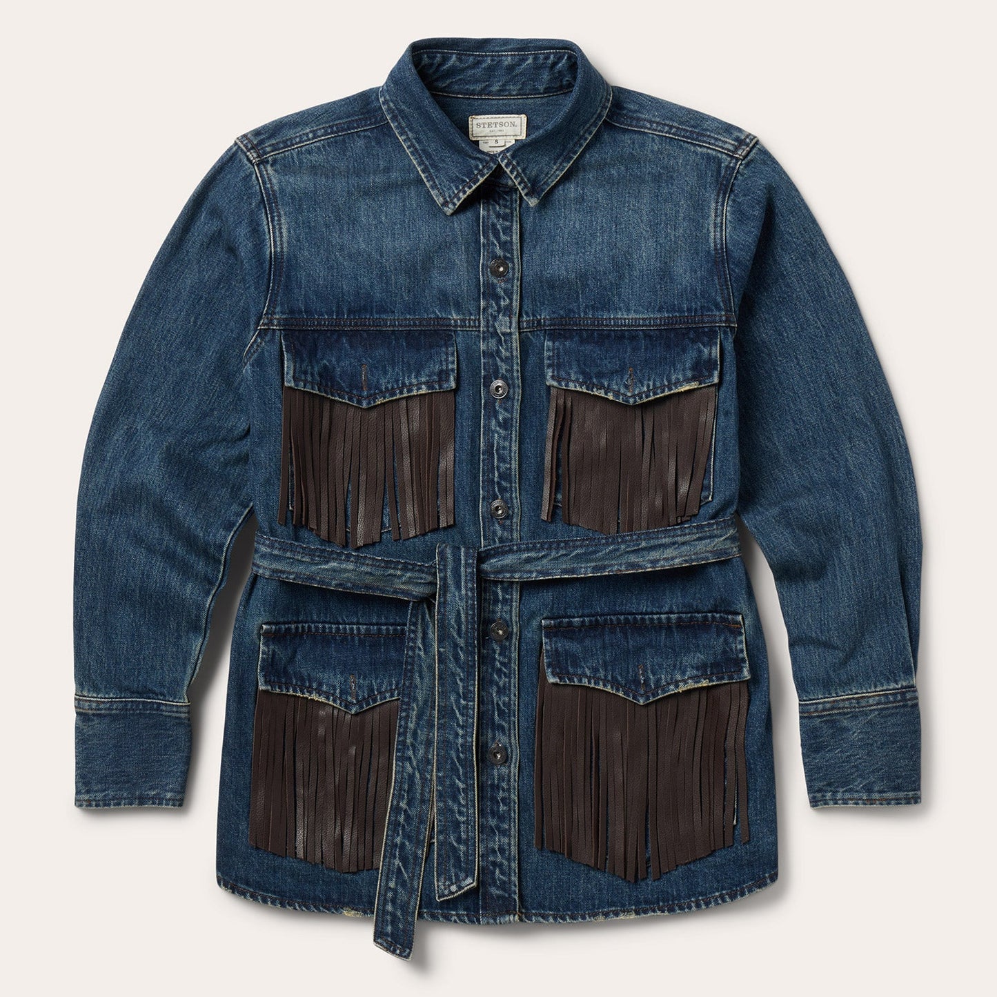 Dark Denim Fringe Jacket Women